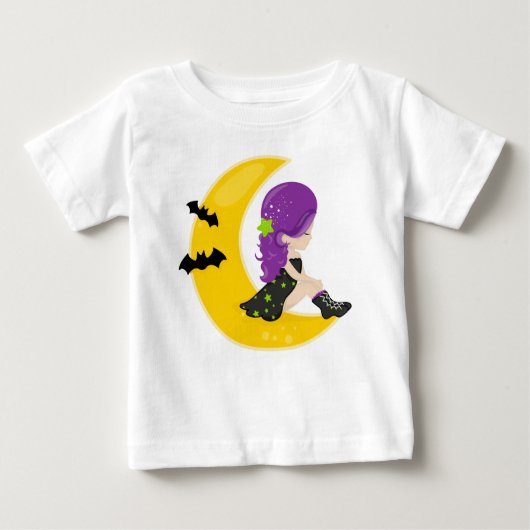 Halloween, Hexe auf dem Mond, Bat, Trick oder Tret Baby T-shirt (Vorderseite)