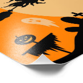 Halloween-Hexe auf einem Besen Fotodruck (Ecke)