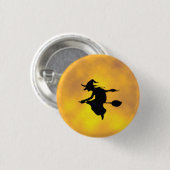 Halloween Hexe auf einem Besenstiftknopf Button (Vorne & Hinten)