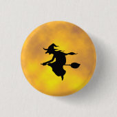 Halloween Hexe auf einem Besenstiftknopf Button (Vorderseite)