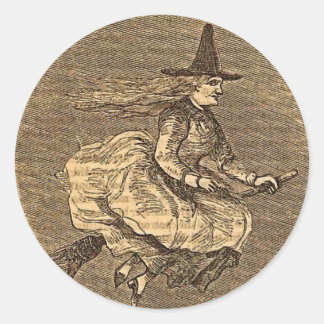 Halloween Hexe auf einem Zimmer Runder Aufkleber