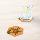 Halloween Hexe auf einer Broomstick-Orangentypogra Untersetzer (Vor Ort)