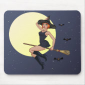 Halloween Hexe auf einer flatternden Raummäuse-Pad Mousepad (Vorne)