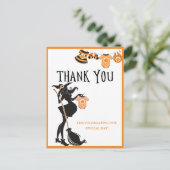 Halloween Hexe Babydusche Danke Postkarte (Stehend Vorderseite)