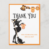 Halloween Hexe Babydusche Danke Postkarte (Vorderseite)