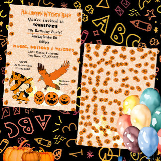 Halloween Hexe Bash Kürbislaterne Geburtstagsparty Einladung