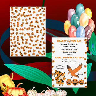 Halloween Hexe Bash Kürbislaterne Geburtstagsparty Einladung
