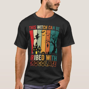Halloween-Hexe bestochen mit Schokolade Retro-Graf T-Shirt
