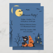 Halloween Hexe, Black Cat und Pumpkins Party Einladung (Vorne/Hinten)