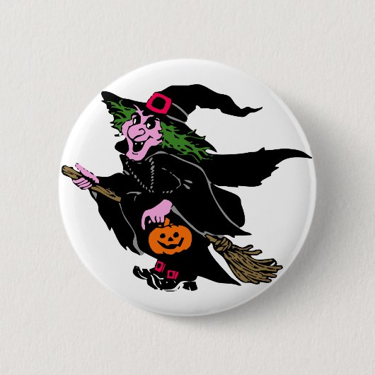 Halloween-Hexe Button (Vorderseite)