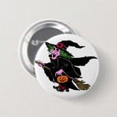 Halloween-Hexe Button (Vorne & Hinten)
