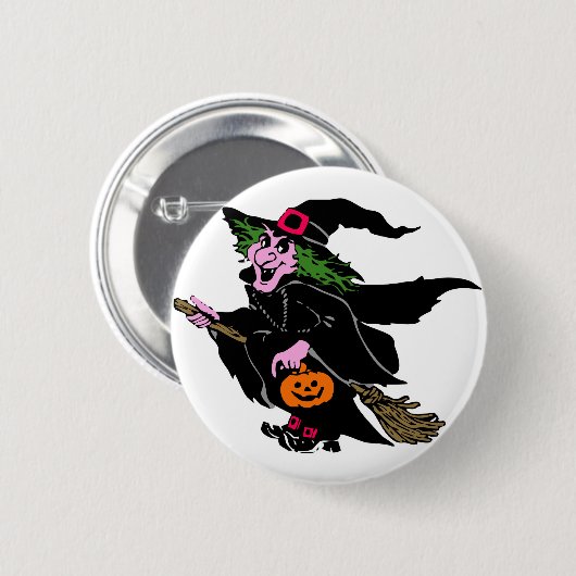 Halloween-Hexe Button (Vorne & Hinten)