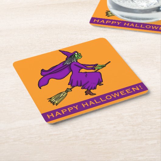 Halloween-Hexe-Cartoon Rechteckiger Pappuntersetzer (angewinkelt)