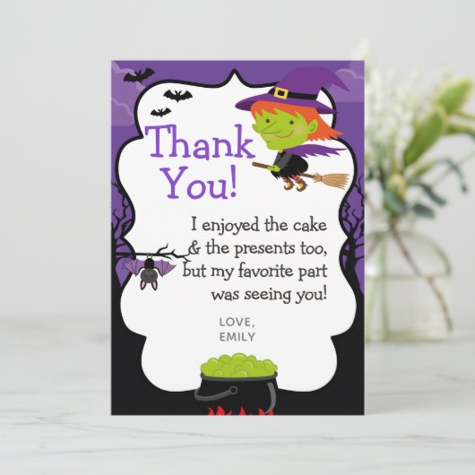 Halloween-Hexe danken Ihnen Karten (Stehend Vorderseite)