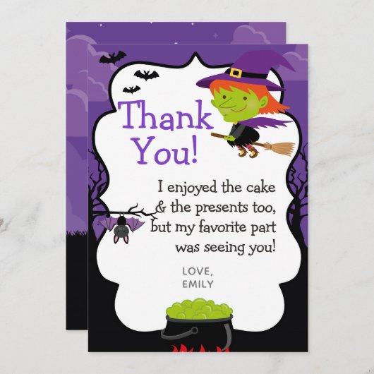 Halloween-Hexe danken Ihnen Karten (Vorne/Hinten)