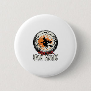 Halloween-Hexe eigene magische Vintage-Shirt-Desig Button