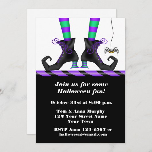 Halloween-Hexe Einladung (Vorne/Hinten)