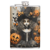 Halloween Hexe Flachmann (Vorderseite)