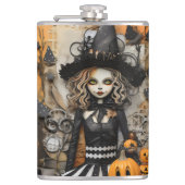 Halloween Hexe Flachmann (Vorderseite)