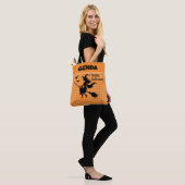 Halloween Hexe & Fledermäuse Orange Kariert Benutz Tasche (Am Model)