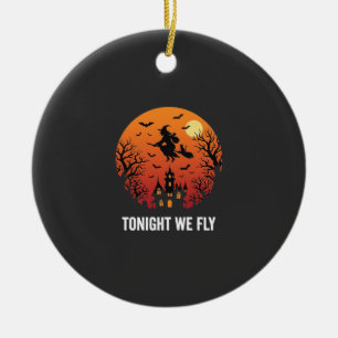 Halloween Hexe Fliegende Nacht Grafikdesign_1 Keramik Ornament