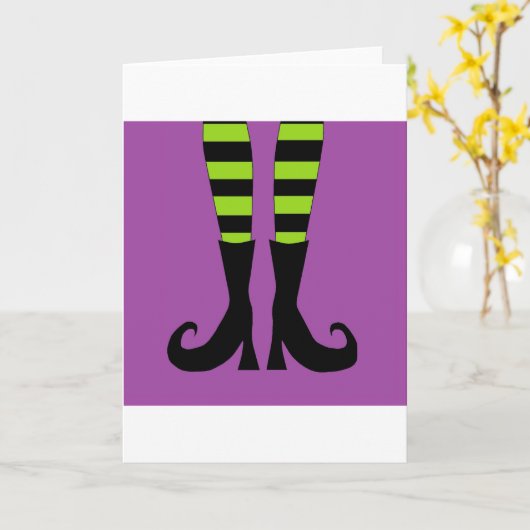 Halloween-Hexe-Füße Karte (Gelbe Blume)