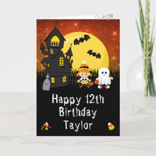 Halloween Hexe Geist Orange Alles Gute zum Geburts Karte