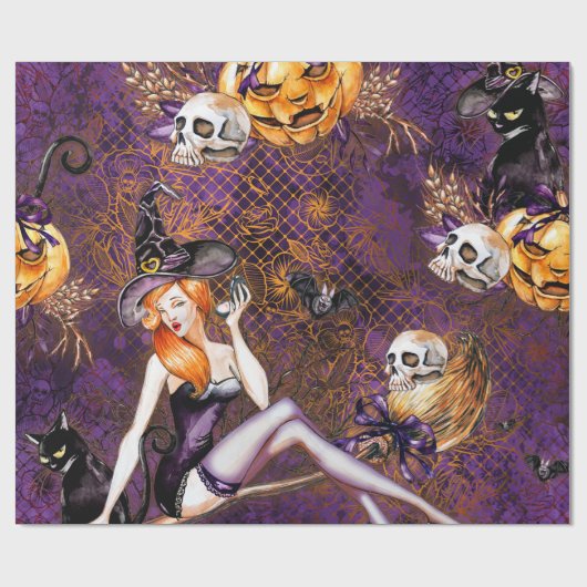 Halloween Hexe Geschenkpapier (Flach)