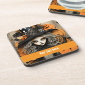 Halloween Hexe Getränkeuntersetzer (Linke Seite)