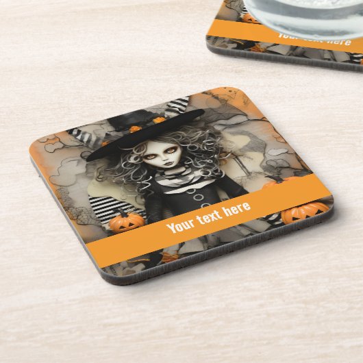 Halloween Hexe Getränkeuntersetzer (Linke Seite)