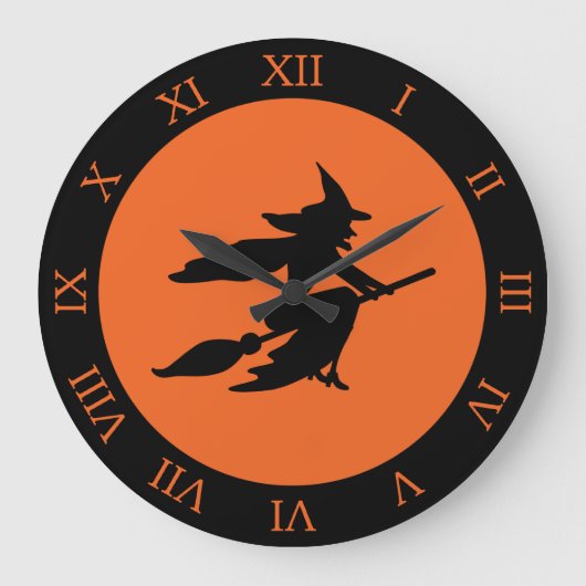 Halloween Hexe Große Wanduhr (Vorderseite)