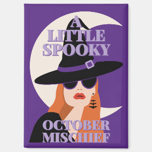 Halloween Hexe Gruselig Oktober Unfug Lila Magnet