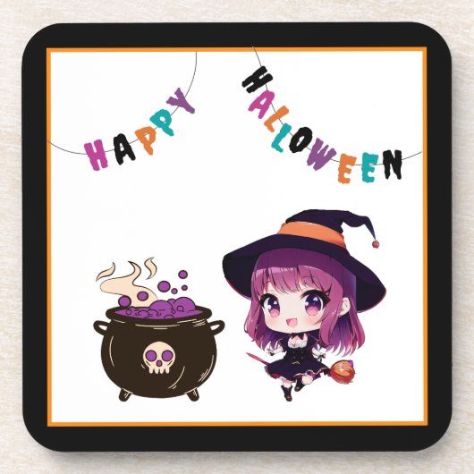 Halloween/Hexe/Herbst/Oktober Getränkeuntersetzer (Vorderseite)