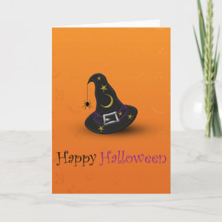 Halloween-Hexe-Hut mit Spinne Karte