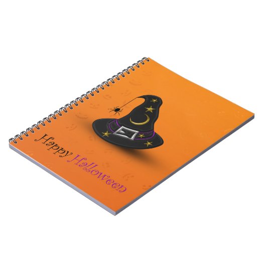 Halloween-Hexe-Hut mit Spinne Notizblock (Linke Seite)