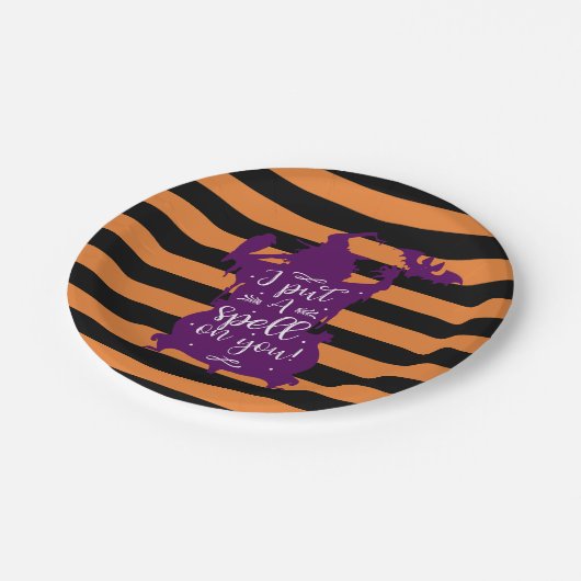 Halloween Hexe, ich setze einen Zauber auf dich Sp Pappteller (Schrägansicht)