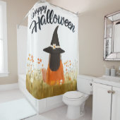 Halloween-Hexe im Blumenfeld Duschvorhang (Beispiel)