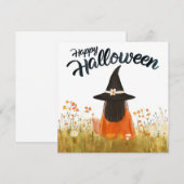 Halloween-Hexe im Blumenfeld Einladung (Vorne/Hinten)