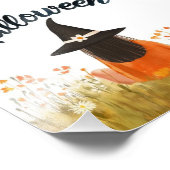 Halloween-Hexe im Blumenfeld Fotodruck (Ecke)