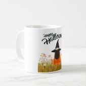 Halloween-Hexe im Blumenfeld Kaffeetasse (Vorderseite Links)