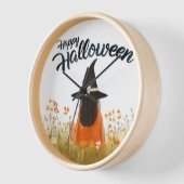 Halloween-Hexe im Blumenfeld Uhr (Winkel)