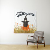 Halloween-Hexe im Blumenfeld Wandteppich (Beispiel)