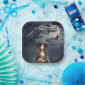 Halloween Hexe im Mondlicht Pappteller (Party)