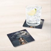 Halloween Hexe im Mondlicht Rechteckiger Pappuntersetzer (Vor Ort)