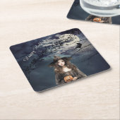 Halloween Hexe im Mondlicht Rechteckiger Pappuntersetzer (angewinkelt)