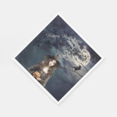 Halloween Hexe im Mondlicht Serviette (Ecke)