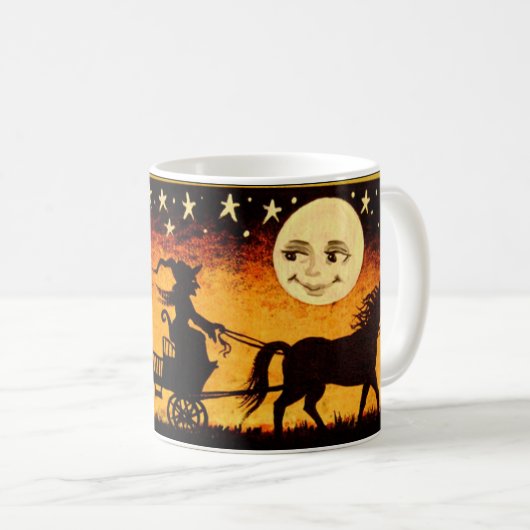 Halloween-Hexe im Nachtskeleton Vollmond Kaffeetasse (VorderseiteRechts)