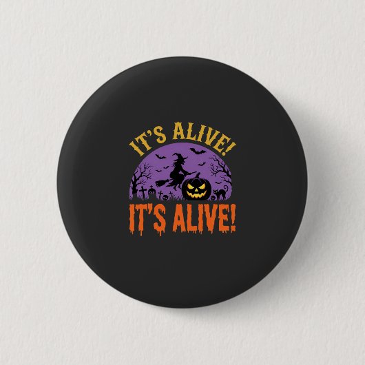 Halloween Hexe Jack O Kürbis Es Lebt Button (Vorderseite)