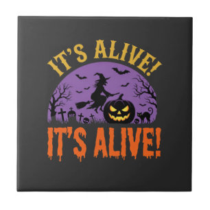 Halloween Hexe Jack O Kürbis Es lebt Fliese