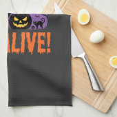 Halloween Hexe Jack O Lantern Es lebt Geschirrtuch (Viertel Falte)